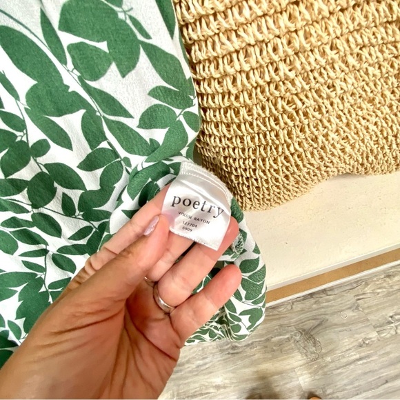 POETRY botanical Leaf Print boho Dress w country prairie gardenia vibe - Picture 9 of 15